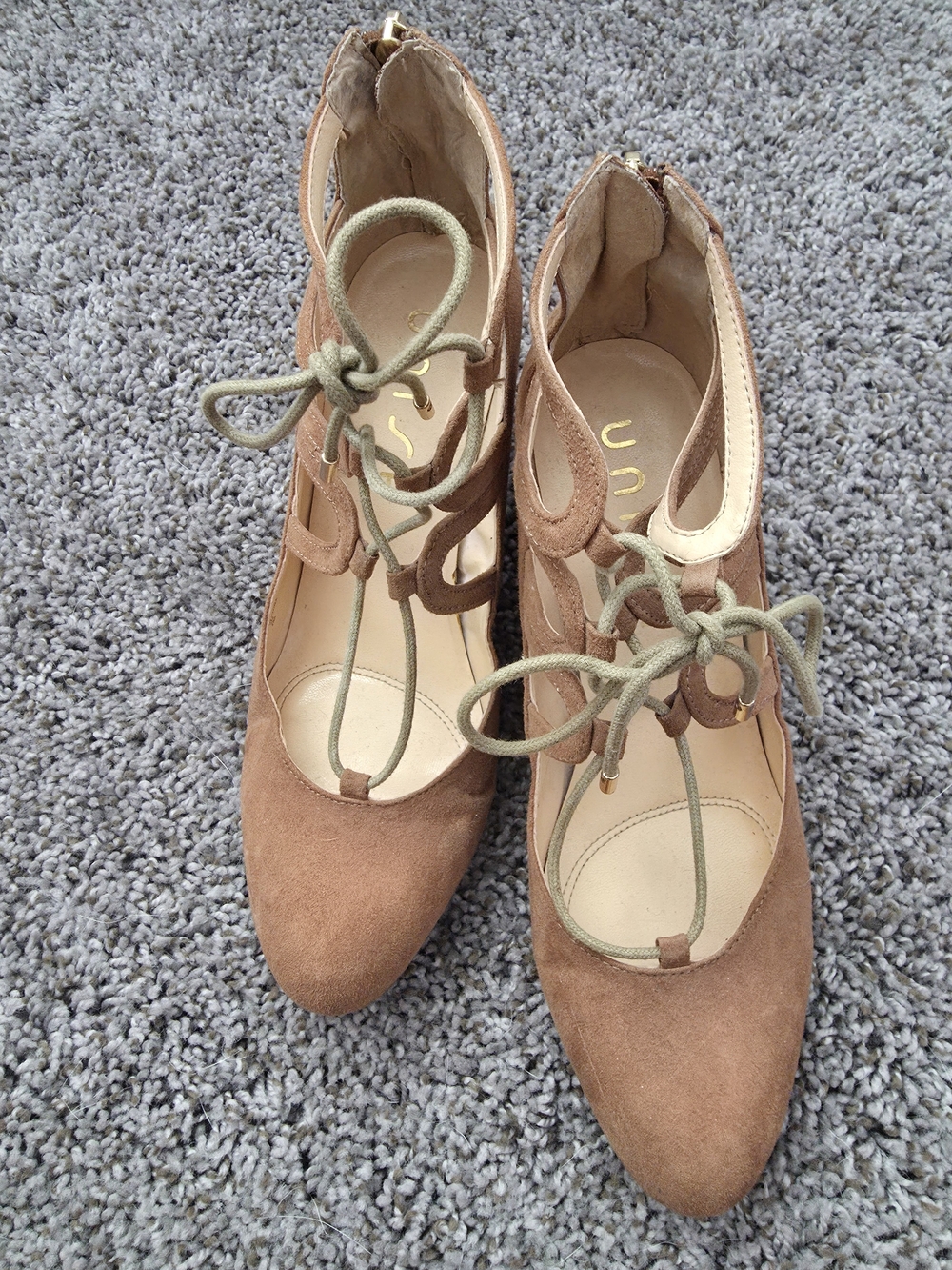 Unisa Tan Suede Lace-Up Pointed-Toe Sandals